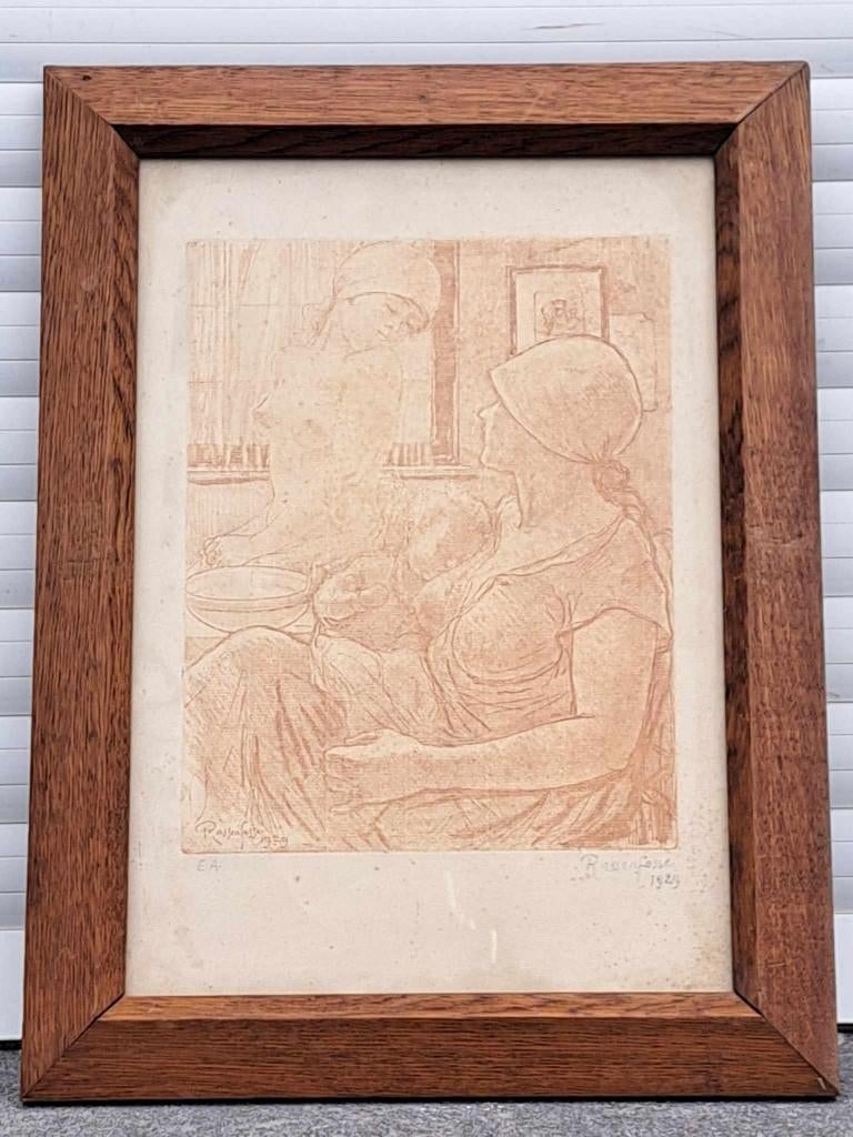 eau forte epreuve d artiste signe Armand rassenfosse, Antiek en Kunst, Kunst | Etsen en Gravures, Ophalen of Verzenden