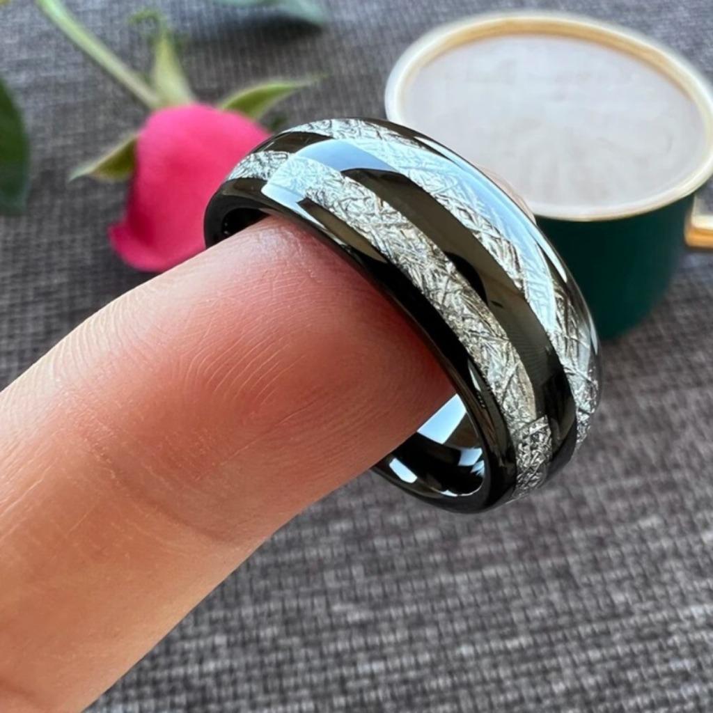 Trouwringen wolfraam zwart en vermiculiet - Lilly, Overige materialen, Overige kleuren, Verzenden, Nieuw