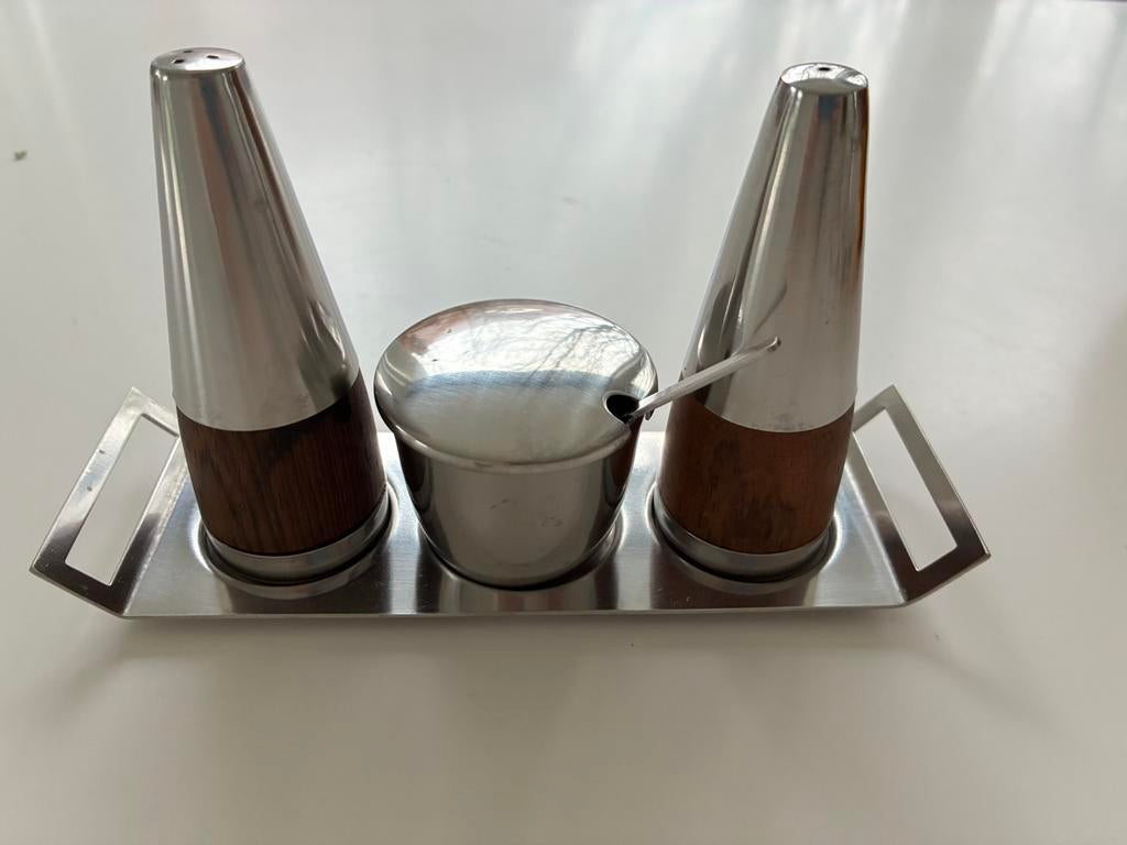 Vintage Inox peper en zoutvat, Ophalen, Gebruikt