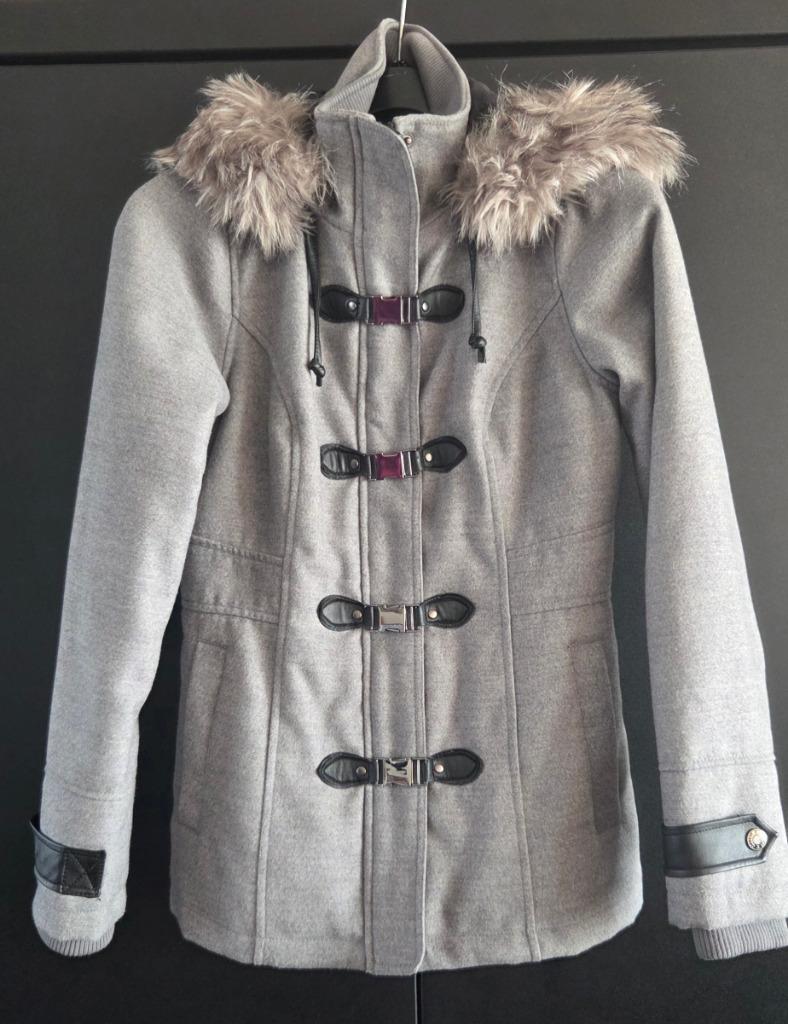 Winterjas dames grijs met kap - Small, Kleding | Dames, Jassen | Winter, Ophalen of Verzenden, Zo goed als nieuw, Coolcat, Maat 36 (S)