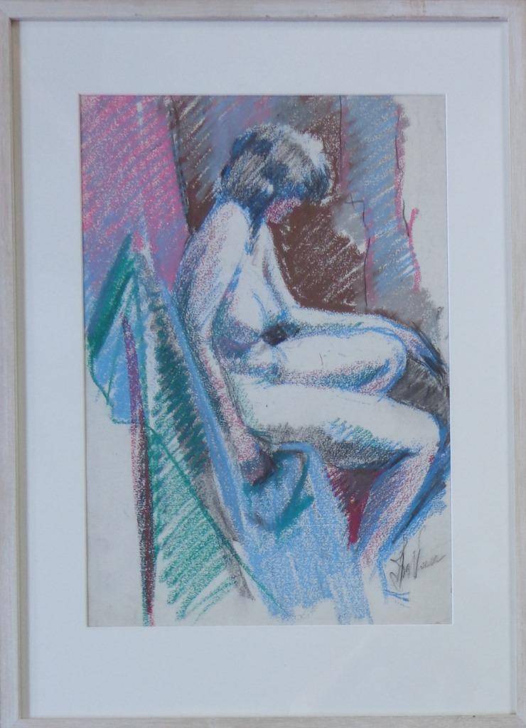 JAN VAN DER VEER/ NAAKTE VROUW / ORGINEEL / 73x53cm / KADER, Enlèvement