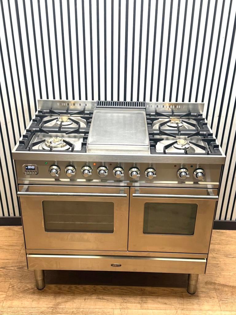 Luxe Boretti 100 cm Gasfornuis met Oven en Magnetron, Electroménager, Fours, Comme neuf, Autoportant, 60 cm ou plus, 60 cm ou plus
