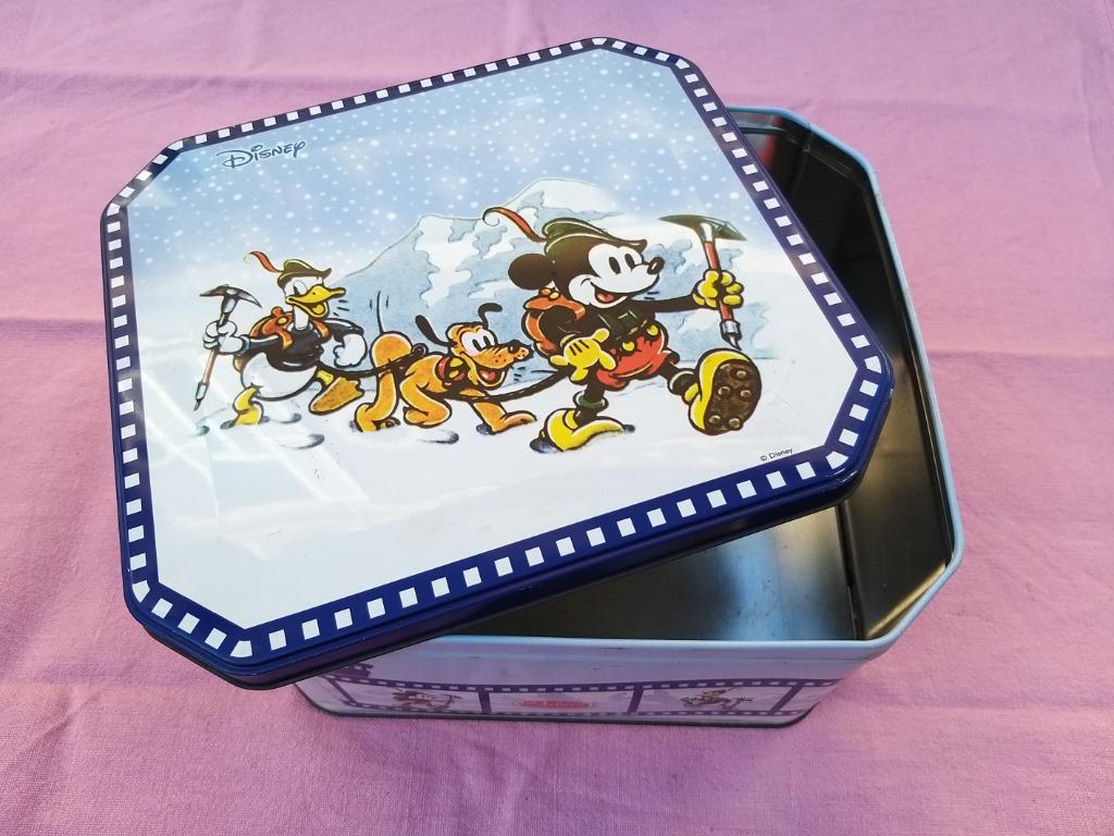 Mickey Donald Pluto Disney metalen doos marineblauw, Verzamelen, Disney, Ophalen of Verzenden, Mickey Mouse, Gebruikt, Overige typen