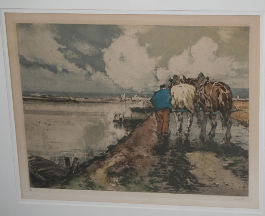 Ferdinand-Jean Luigini Zeefdruk 1926, Antiquités & Art, Art | Lithographies & Sérigraphies, Enlèvement