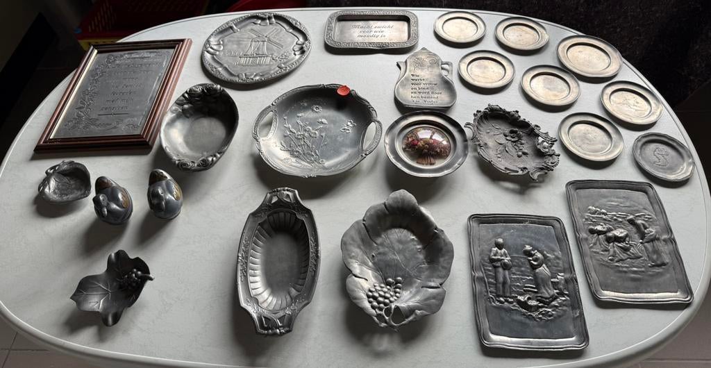 Lot tinnen voorwerpen, Antiek en Kunst, Ophalen
