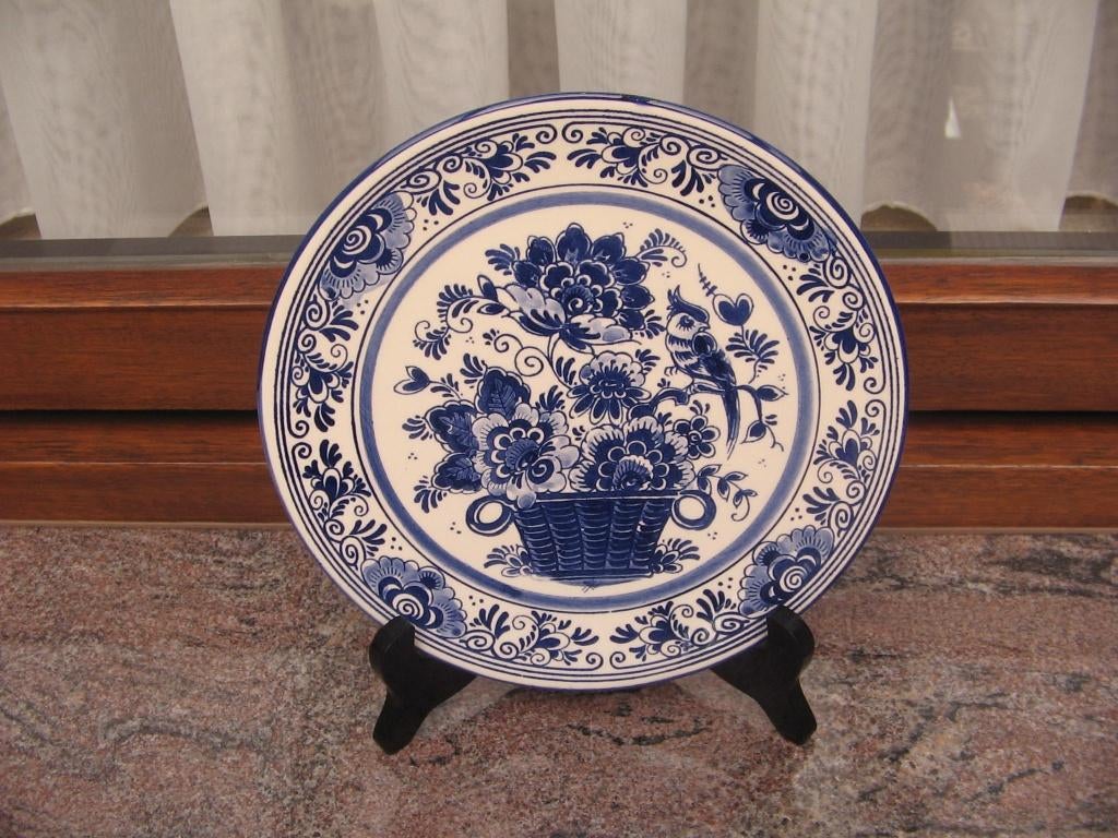 schotel + staander in Delfs Blauw diameter 21 cm, Antiek en Kunst, Ophalen