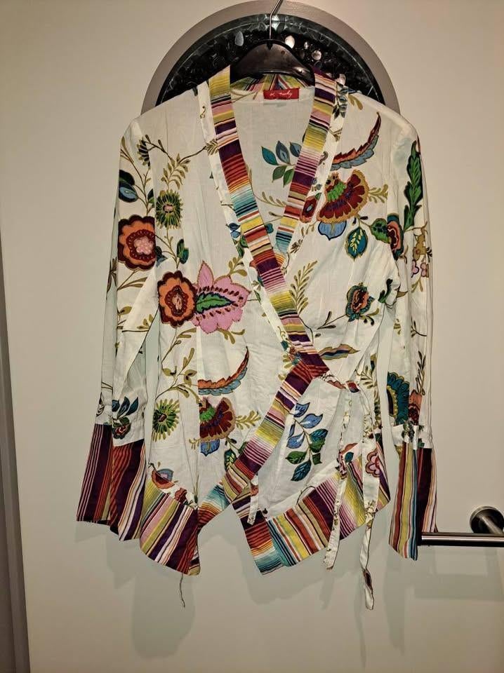 René Derhy, overslag blouse, S, Kleding | Dames, Blouses en Tunieken, Zo goed als nieuw, Maat 36 (S), Overige kleuren, Ophalen of Verzenden