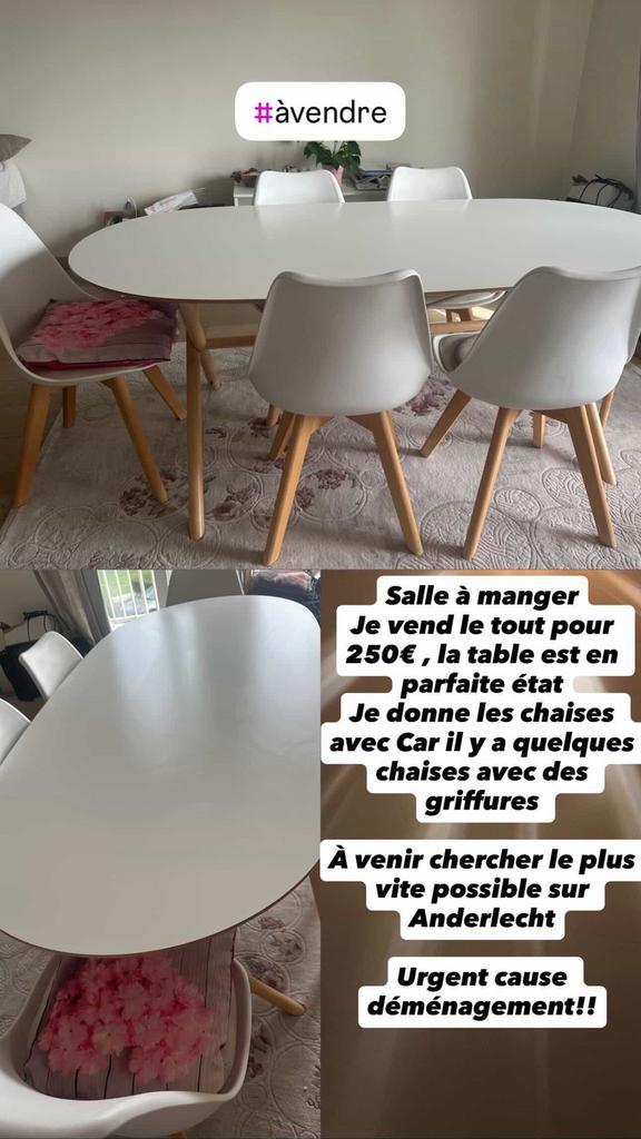 Table à manger + 6 chaises à vendre — bon état, Enlèvement, Comme neuf, 4 à 6 chaises