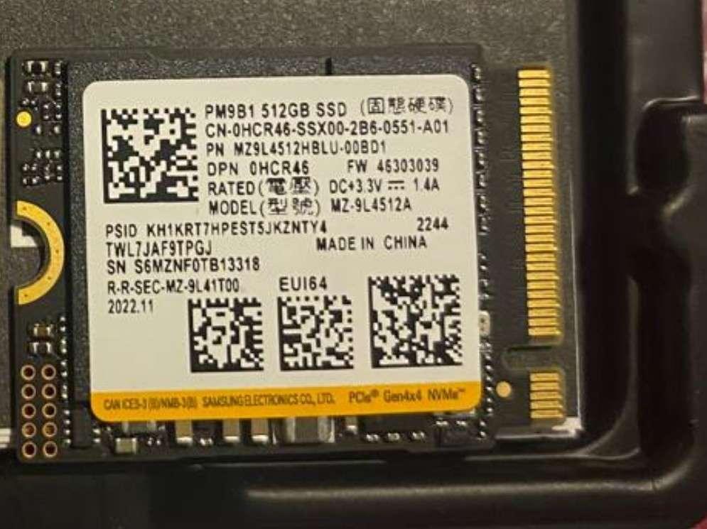 512Gb SSD Samsung PM9b1 NVMe M.2 Type 2230 Gen 4x4, Intern, Gebruikt, SSD, Ophalen of Verzenden