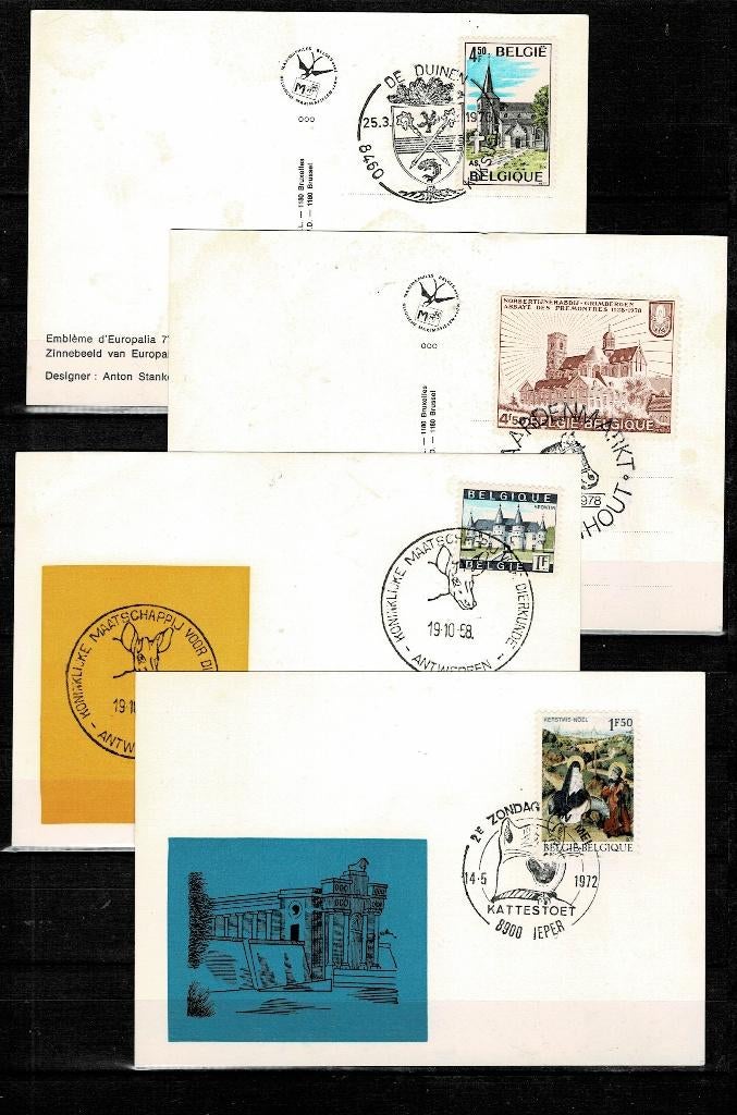 EUROPA BELGIË 12 BRIEFKAARTEN MET ZEGELS MOOIE STEMPELS, Ophalen, Gestempeld, Overig