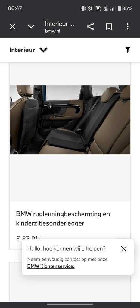 Zetelhoes/ kinderzitbeschermer bmw., Enlèvement, BMW