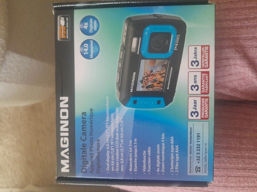 Appareil photo numérique Maginon Selfie Sport 14, TV, Hi-fi & Vidéo, Autres Marques, 4 à 7 fois, Compact, Comme neuf