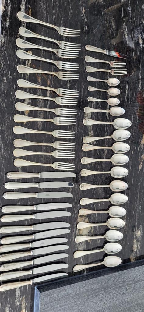 43 Christofle verzilverd bestek model „Perles”, Antiek en Kunst, Antiek | Bestek, Ophalen of Verzenden