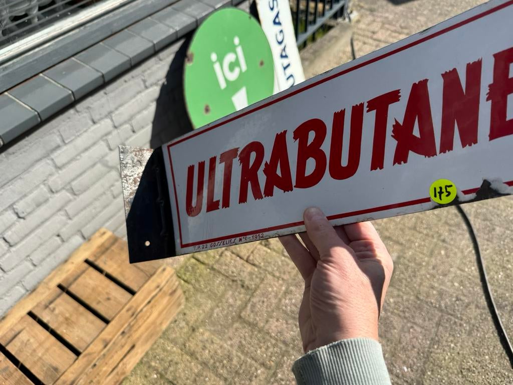 Ultrabutane emaille reclamebord 1952, Antiek en Kunst, Ophalen of Verzenden