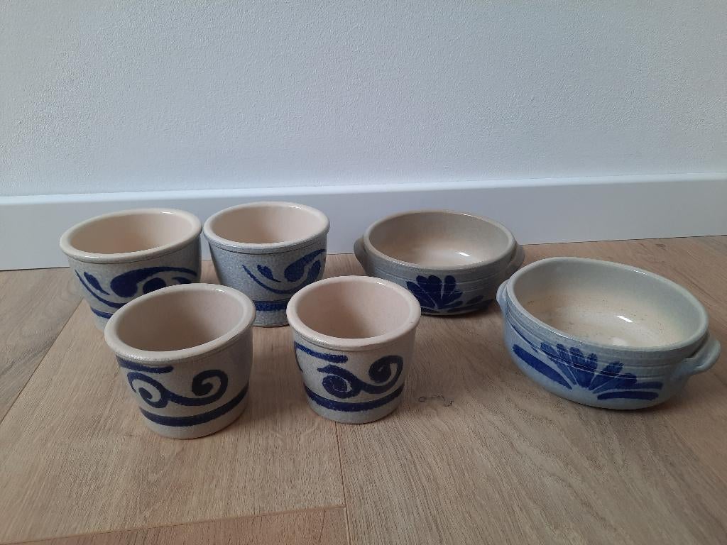 Vintage Keulse potjes - set van 6, Ophalen, Zo goed als nieuw