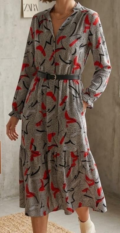 vintage jurk + bijhorende riem, Ophalen of Verzenden, Zo goed als nieuw, Vintage, Maat 36 (S)