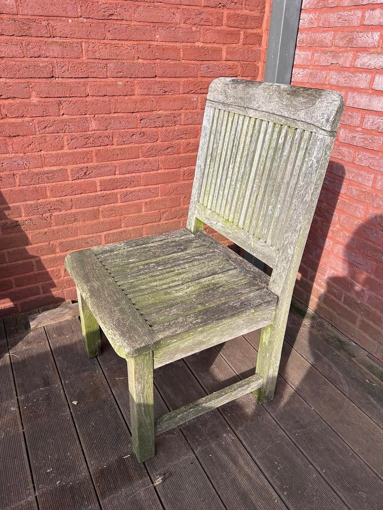 3 heel stevige tuinstoelen in teakhout, Tuin en Terras, Ophalen, Gebruikt, Teakhout