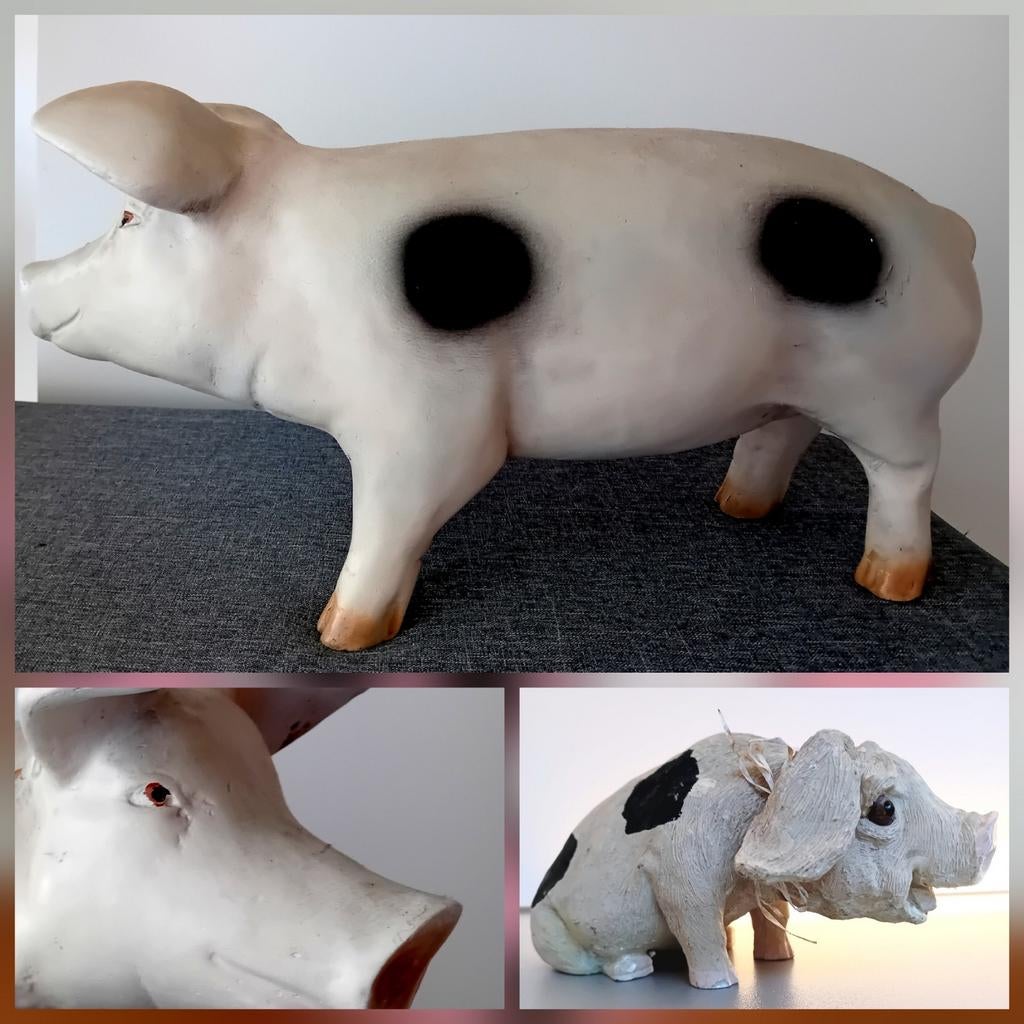 Levensechte varkens jaren 80´,keramiek en polystone, Ophalen