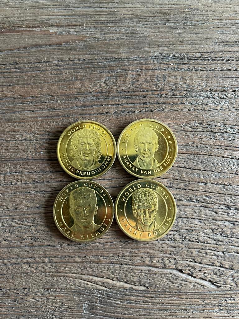 WK 1994 USA voetbal munten – Rode Duivels (set van 4), Verzamelen, Ophalen of Verzenden, Zo goed als nieuw, Overige typen