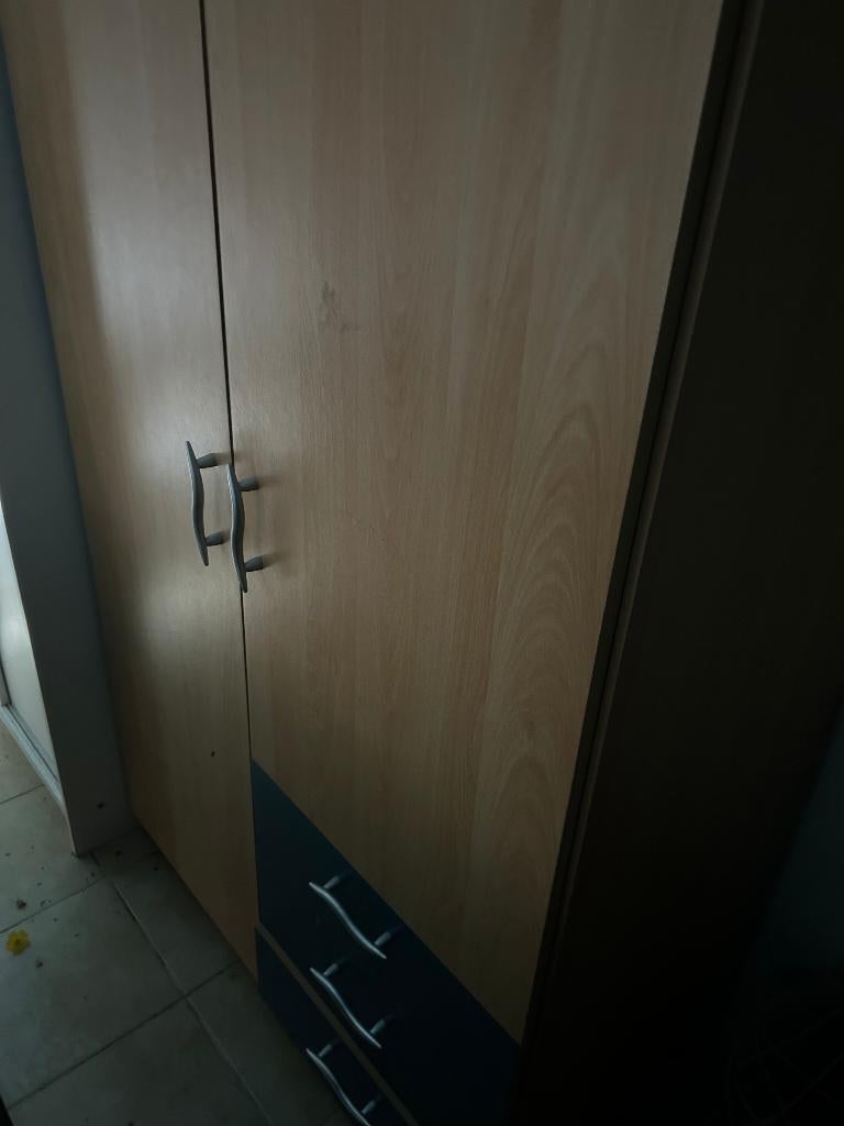 Lichtbruine houtkleurige moderne tweedeurskleerkast, Ophalen, Kunststof, Met deur(en)