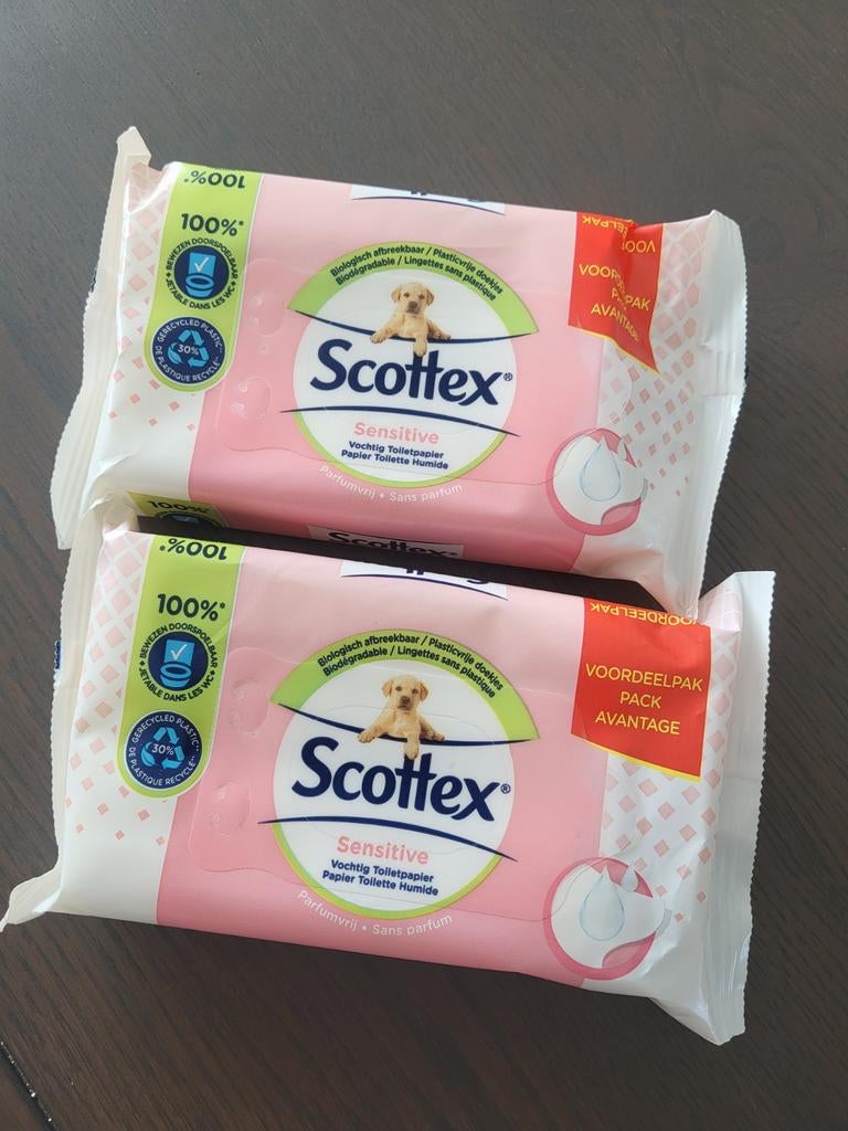 Scottex Sensitive vochtig toiletpapier (2 pakjes), Ophalen of Verzenden