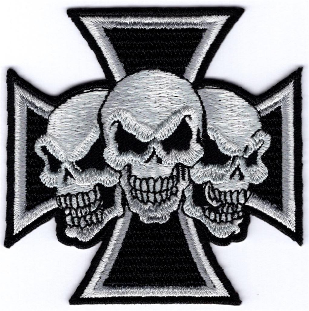 Iron Cross Skull stoffen opstrijk patch embleem #1, Envoi, Neuf