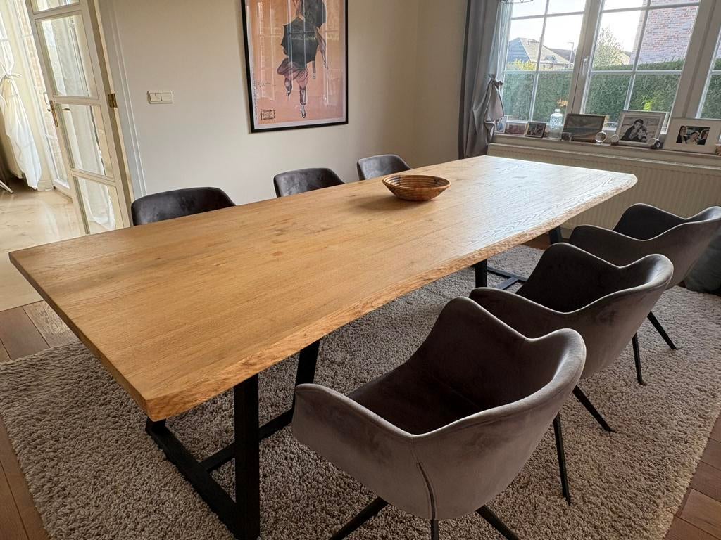 Massief houten tafel 280cm 10-12 pers, Huis en Inrichting, 100 tot 150 cm, 50 tot 75 cm, 200 cm of meer, Zo goed als nieuw