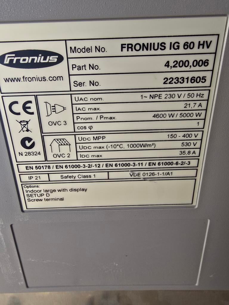 Onduleur Fronius, Bricolage & Construction, Panneaux solaires & Accessoires, Enlèvement, Utilisé, Système complet