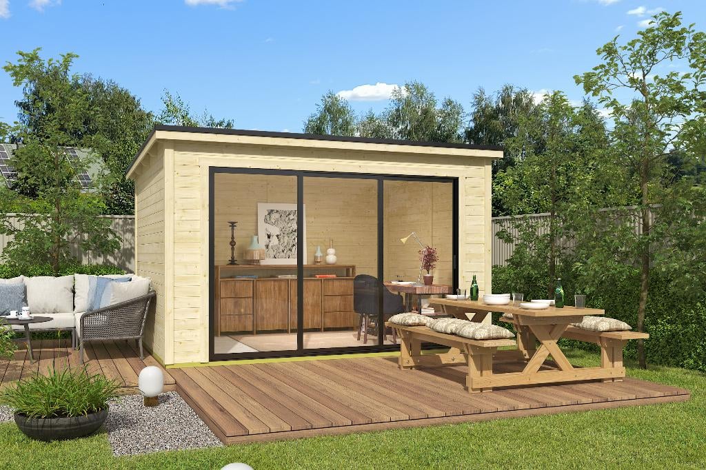 Cabane en rondins Pernilla 385 x 295 en épicéa non traité, Hobby & Loisirs créatifs, Hobby & Loisirs Autre, Neuf, Envoi