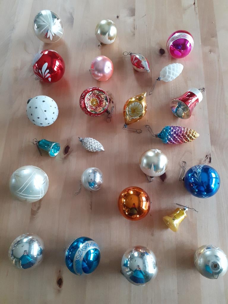 vintage glazen kerstballen, Diversen, Kerst, Ophalen, Gebruikt