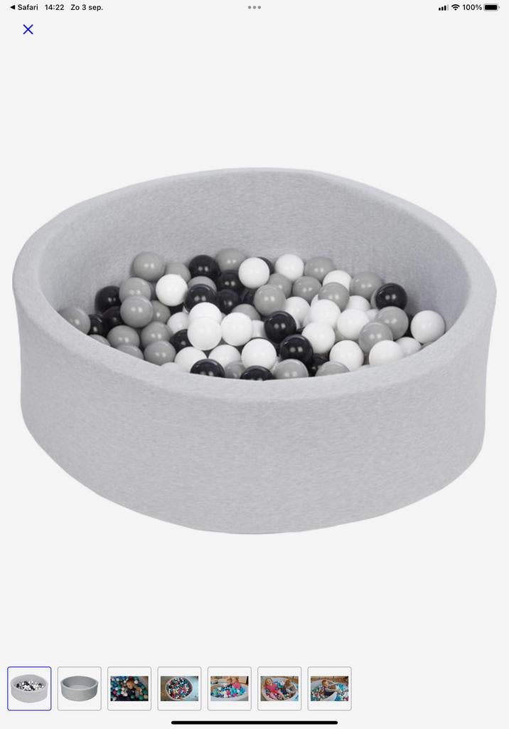 Ronde Ballenbak met 350 ballen, 90x30cm, licht grijs, Ophalen of Verzenden, Zo goed als nieuw