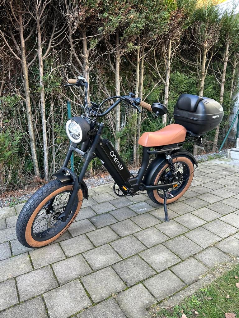 OneMile Elektrische Fatbike / E-bromfiets+Topkoffer+Papieren, Ophalen, Zo goed als nieuw, 50 km per accu of meer, Overige merken