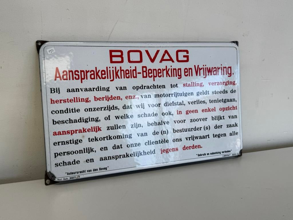 BOVAG emaille reclamebord, Ophalen of Verzenden