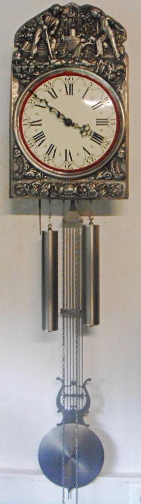 Pendule murale à poids / balancier, en étain + laiton NEUVE, Antiquités & Art, Antiquités | Horloges, Enlèvement
