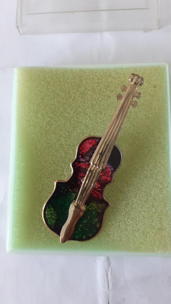 Broche Violon, Bijoux, Sacs & Beauté, Enlèvement ou Envoi, Autres couleurs, Comme neuf, 4 à 7 cm