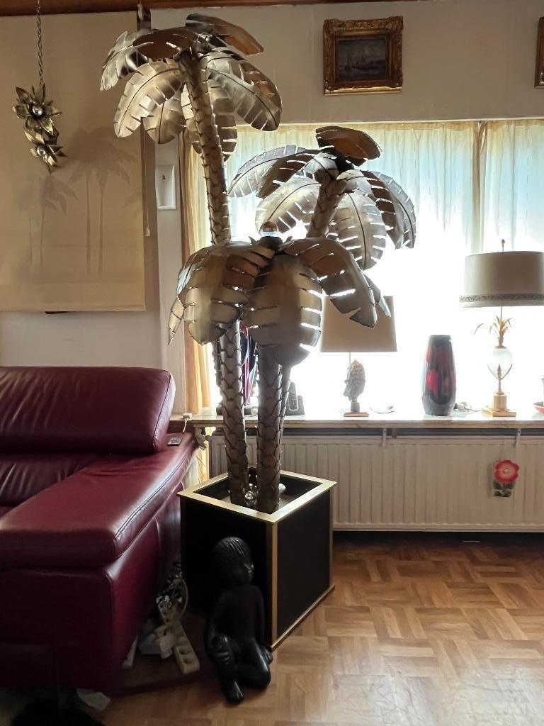 Verkocht !  3 stam Palmboom lamp  messing   2m50 H zeer oud, Huis en Inrichting, Ophalen, Design vintage, 200 cm of meer