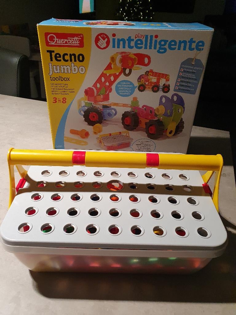 Quercetti tech jumbo gereedschapskist, Kinderen en Baby's, Speelgoed | Educatief en Creatief, Zo goed als nieuw, Knutselen, Bouwen