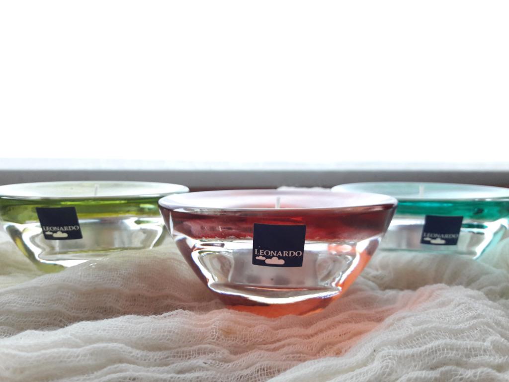 3 glazen theelichthouders van Leonardo, Ophalen of Verzenden, Zo goed als nieuw, Blauw, Kandelaar