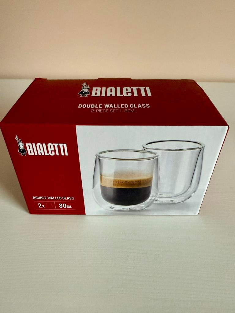 Bialetti Dubbelwandige Espresso Glazen – 80 ml – Set van 2, Enlèvement, Neuf