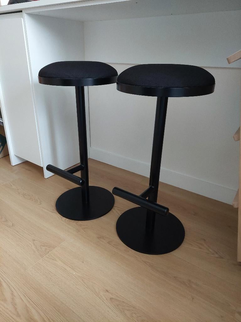 2 Tabourets de bar mi-hauteur La Redoute noir, Maison & Meubles, Avec repose-pieds, Métal, 2 tabourets, Comme neuf