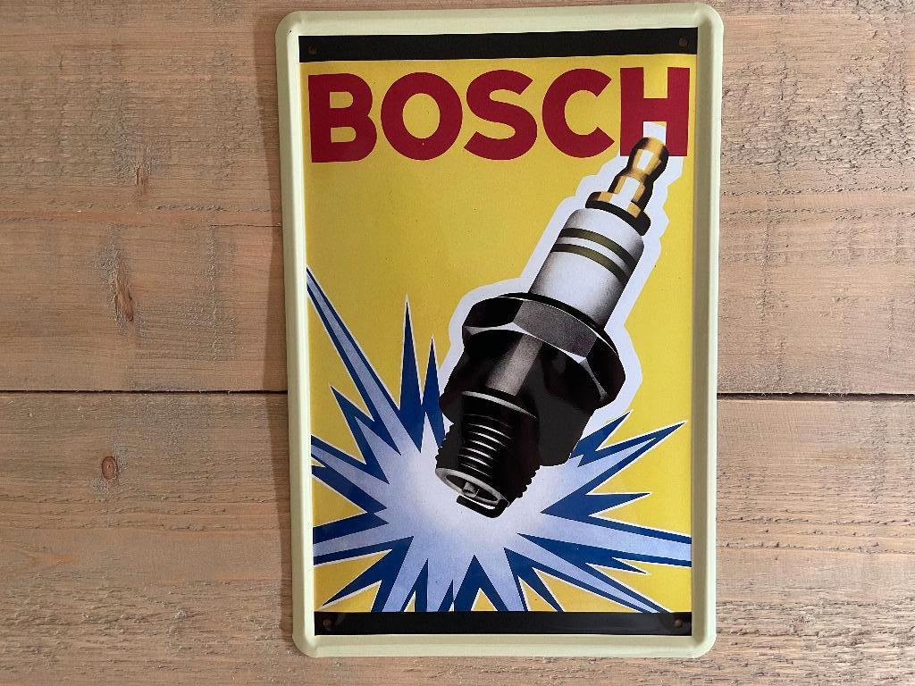Reclamebord Bosch 20x30, Collections, Marques & Objets publicitaires, Envoi, Comme neuf, Panneau publicitaire