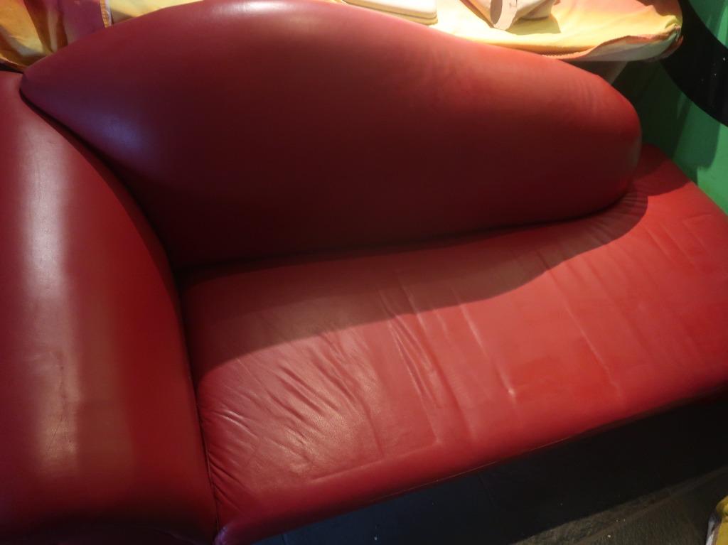 zetel rood leder driezit, Ophalen, Driepersoons, Rechte bank, 200 tot 250 cm