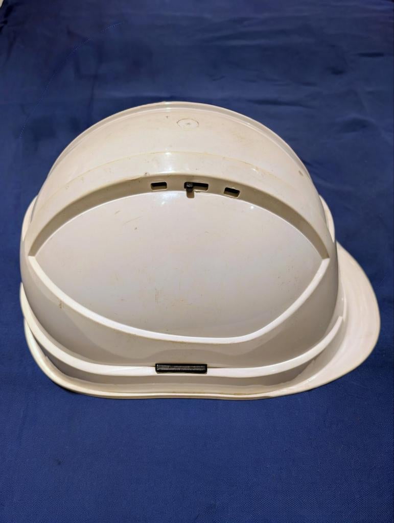 Casque de sécurité chantier blanc - Tour de tête réglable., Enlèvement ou Envoi, Avec visière, Utilisé