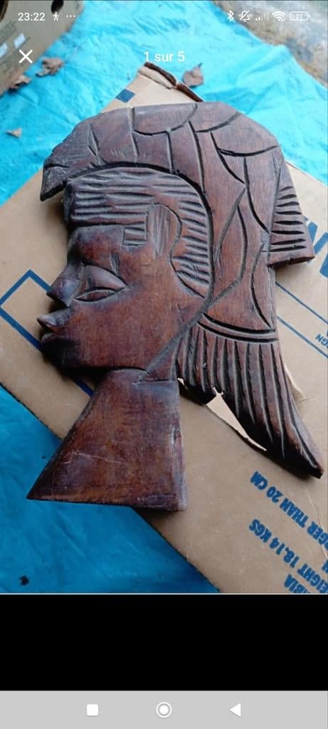 Masque africain en bois, Antiquités & Art