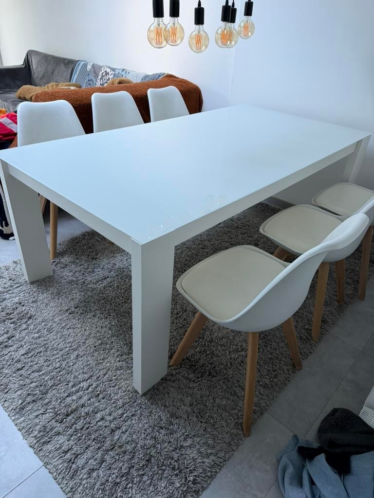 Tafel met stoelen, Huis en Inrichting, Tafels | Eettafels, Ophalen, Zo goed als nieuw, Glas