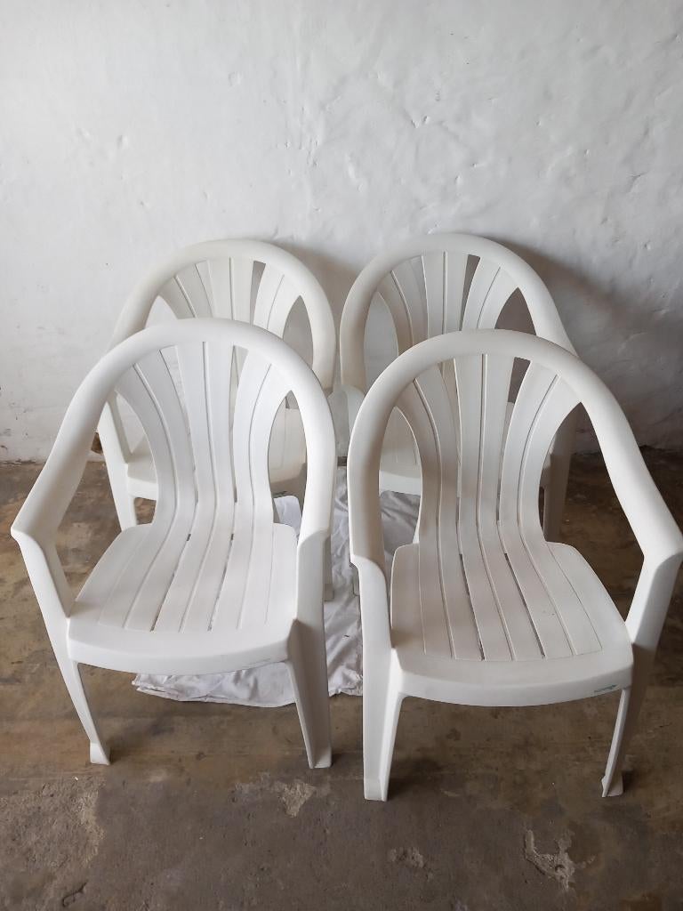 Tuinstoelen (4) Allibert, Ophalen, Gebruikt, Plastic, Stapelbaar