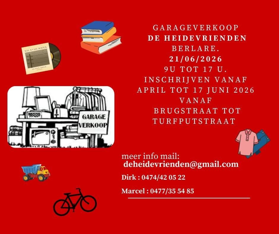 Garage verkoop  zondag 21 juni 2026, Diversen, Ophalen