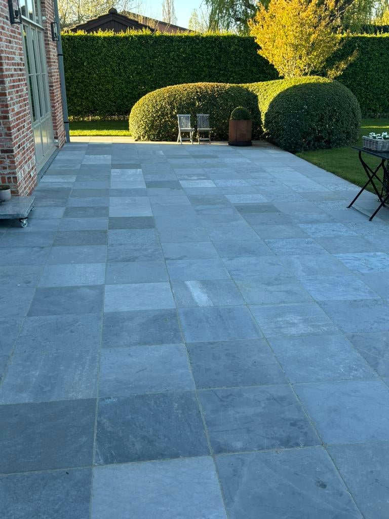 Terrastegels vietnameese blauwsteen 50/50/3, Tuin en Terras, Ophalen, Gebruikt, Terrastegels, Natuursteen