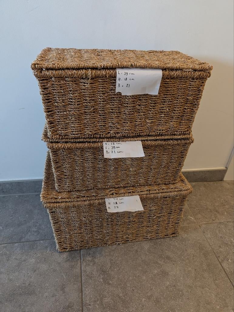 Opbergmanden gevlochten 3 st, Huis en Inrichting, Ophalen