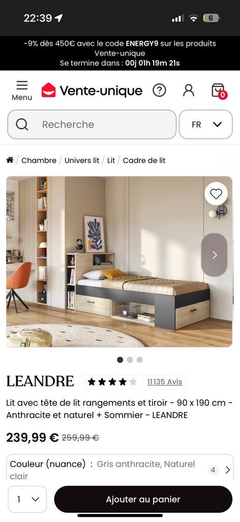 Lit 90x190 mon prix de vente seras de 90€ pas négociable, Maison & Meubles, Chambre à coucher | Chambres à coucher complètes, Enlèvement
